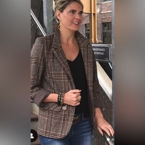 POL Brown Plaid Blazer Small NWT